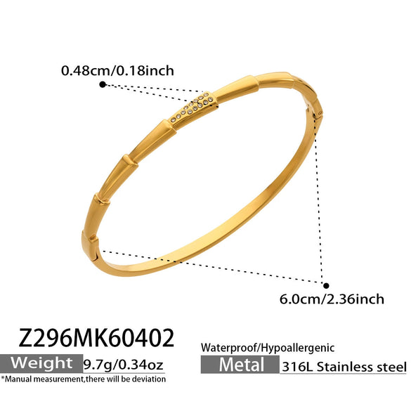 Wholesale Geometric Stainless Steel Bracelet Set With 5A Round Zirconia And Full Diamond Inlay 18K Gold Plated
