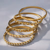 Wholesale Geometric Stainless Steel Bracelet Set With 5A Round Zirconia And Full Diamond Inlay 18K Gold Plated