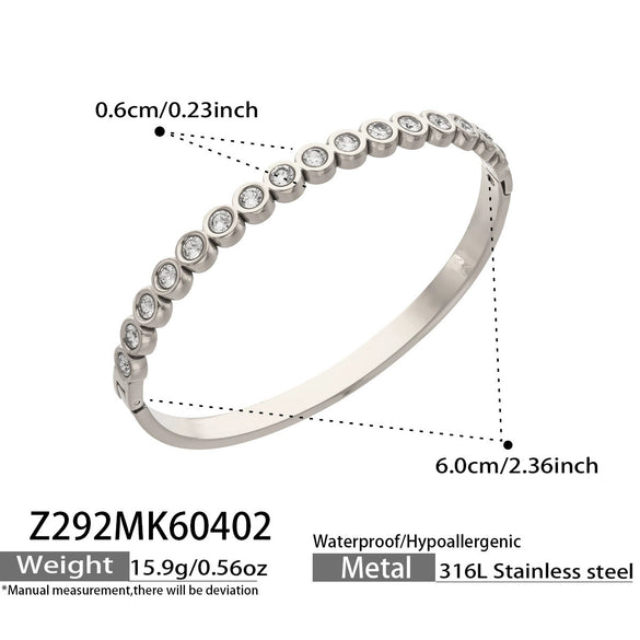 Wholesale Geometric Stainless Steel Bracelet Set With 5A Round Zirconia And Full Diamond Inlay 18K Gold Plated