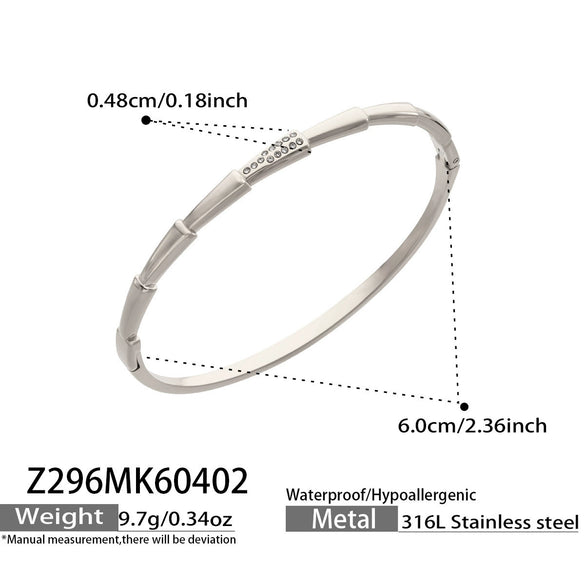 Wholesale Geometric Stainless Steel Bracelet Set With 5A Round Zirconia And Full Diamond Inlay 18K Gold Plated