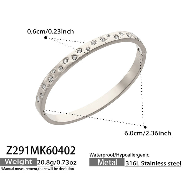 Wholesale Geometric Stainless Steel Bracelet Set With 5A Round Zirconia And Full Diamond Inlay 18K Gold Plated