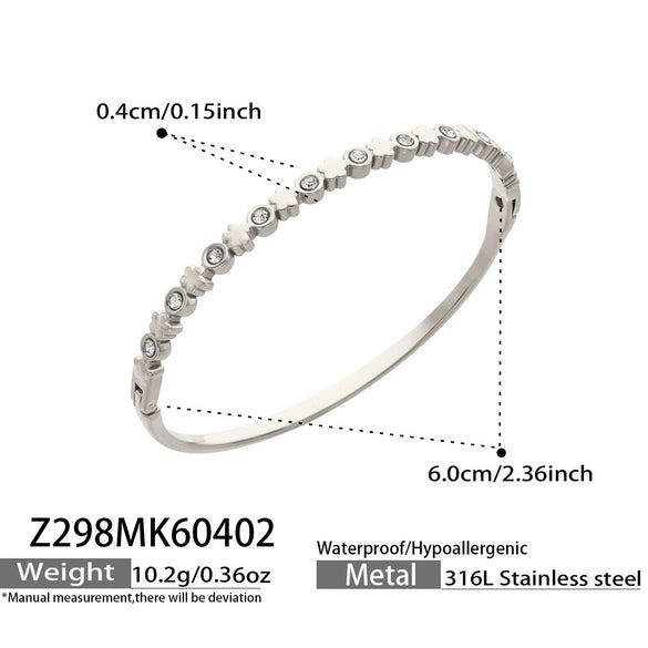 Wholesale Geometric Stainless Steel Bracelet Set With 5A Round Zirconia And Full Diamond Inlay 18K Gold Plated