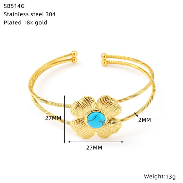 Wholesale Geometric Stainless Steel Bracelet Set With Precious Stones