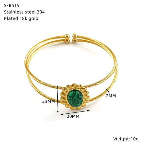 Wholesale Geometric Stainless Steel Bracelet Set With Precious Stones
