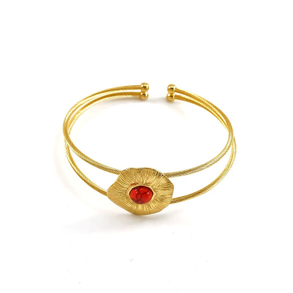 Wholesale Geometric Stainless Steel Bracelet Set With Precious Stones