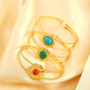 Wholesale Geometric Stainless Steel Bracelet Set With Precious Stones