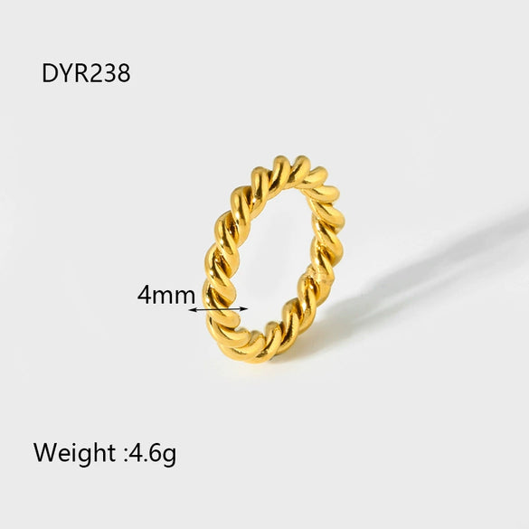 Wholesale Geometric Stainless Steel Braided Twist Ring 18K Gold Plated Women's Jewelry Accessory
