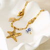 Wholesale Geometric Stainless Steel Conch And Starfish Pendant Cross Chain Necklace 18K Goldplated For Women