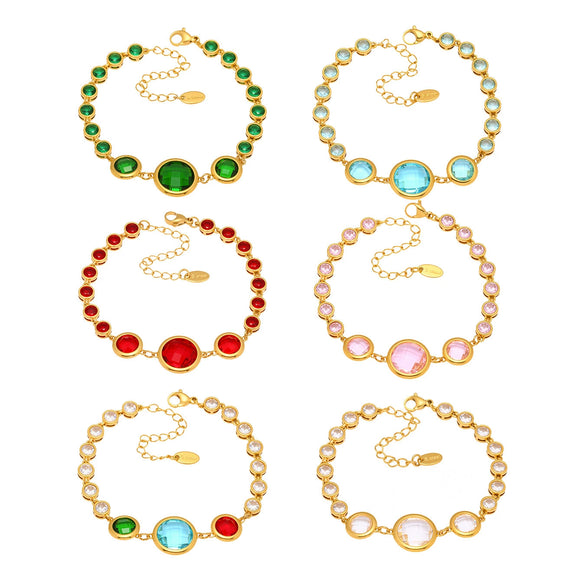 Wholesale Geometric 316L Stainless Steel Czech Glass Fashion Electroplated Women's Bracelet