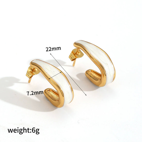 Wholesale Geometric Stainless Steel Earrings For Women 18K Gold Plated