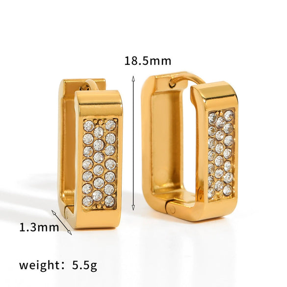 Wholesale Geometric Stainless Steel Earrings With Diamonds Vacuum Real Gold Plated For Women