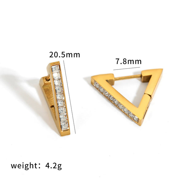 Wholesale Geometric Stainless Steel Earrings With Diamonds Vacuum Real Gold Plated For Women
