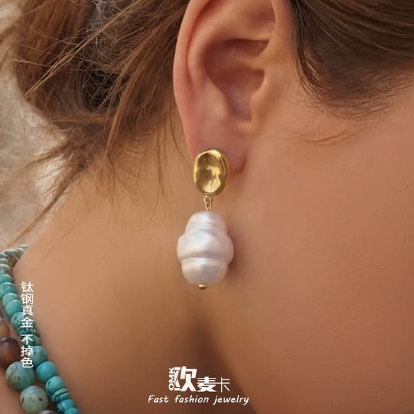 Wholesale Geometric Stainless Steel Earrings With 18K Gold Pvd Plating For Women