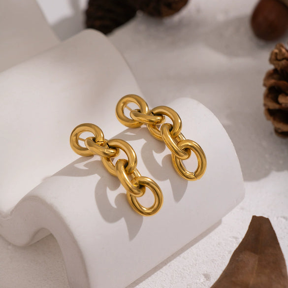 Wholesale Geometric Stainless Steel Earrings With Pvd Furnace Vacuum Real Gold Plating For Women