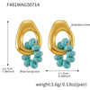 Wholesale Geometric 316L Stainless Steel Electroplated Blue Turquoise Earrings Fashionable Elegant Women's Jewelry