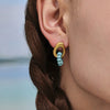 Wholesale Geometric 316L Stainless Steel Electroplated Blue Turquoise Earrings Fashionable Elegant Women's Jewelry
