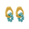 Wholesale Geometric 316L Stainless Steel Electroplated Blue Turquoise Earrings Fashionable Elegant Women's Jewelry