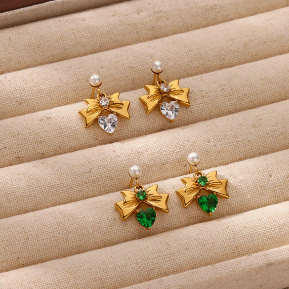 Wholesale Geometric Stainless Steel Electroplated Bow Design Earrings For Women