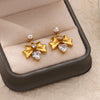 Wholesale Geometric Stainless Steel Electroplated Bow Design Earrings For Women