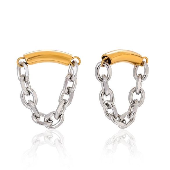 Wholesale Geometric Stainless Steel Electroplated Chain Tassel Earrings For Women