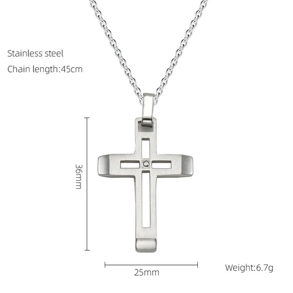 Wholesale Geometric Stainless Steel Electroplated Cross Necklace For Couples