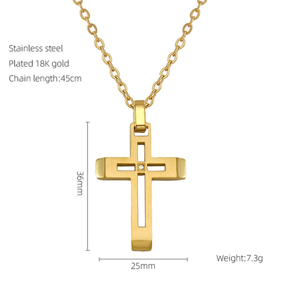 Wholesale Geometric Stainless Steel Electroplated Cross Necklace For Couples