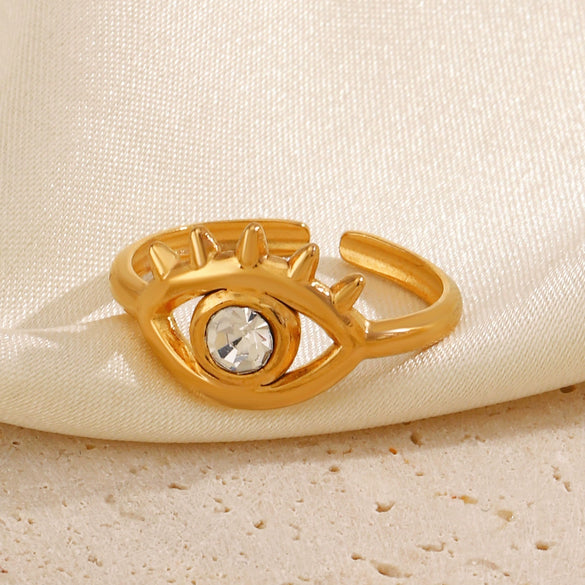 Wholesale Geometric Stainless Steel Electroplated Devil's Eye Ring For Women