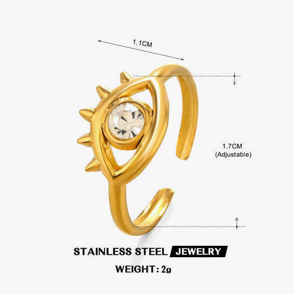 Wholesale Geometric Stainless Steel Electroplated Devil's Eye Ring For Women