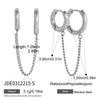 Wholesale Geometric Stainless Steel Electroplated Double Ring Tassel Ear Clips Jewelry For Women