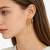 Wholesale Geometric Stainless Steel Electroplated Double Ring Tassel Ear Clips Jewelry For Women