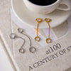 Wholesale Geometric Stainless Steel Electroplated Double Ring Tassel Ear Clips Jewelry For Women