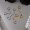 Wholesale Geometric Stainless Steel Electroplated Double Ring Tassel Ear Clips Jewelry For Women