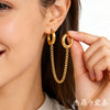 Wholesale Geometric Stainless Steel Electroplated Double Ring Tassel Ear Clips Jewelry For Women