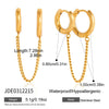 Wholesale Geometric Stainless Steel Electroplated Double Ring Tassel Ear Clips Jewelry For Women