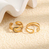 Wholesale Geometric Stainless Steel Electroplated Doublelayer Texture Open Ring For Women