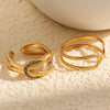 Wholesale Geometric Stainless Steel Electroplated Doublelayer Texture Open Ring For Women