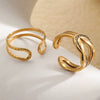 Wholesale Geometric Stainless Steel Electroplated Doublelayer Texture Open Ring For Women