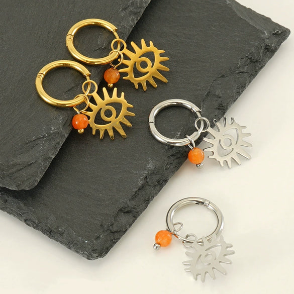 Wholesale Geometric Stainless Steel Electroplated Earrings Unisex Niche Style