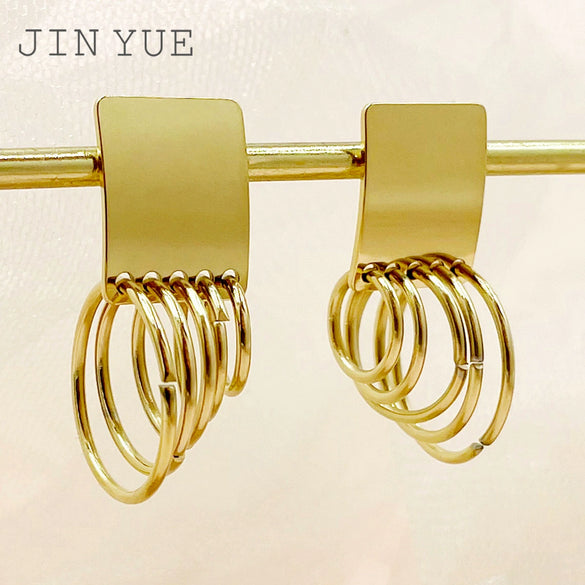 Wholesale Geometric Stainless Steel Electroplated Earrings