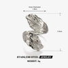 Wholesale Geometric Stainless Steel Electroplated Exaggerated Heavy Feather Opening Ring For Women