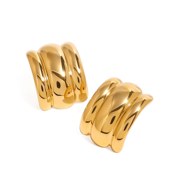 Wholesale Geometric Stainless Steel Electroplated Fashion Simple Smooth Concaveconvex Earrings Trend Jewelry