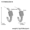 Wholesale Geometric Stainless Steel Electroplated Ferris Wheel Twist Cshaped Zircon Earrings For Women