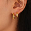 Wholesale Geometric Stainless Steel Electroplated Ferris Wheel Twist Cshaped Zircon Earrings For Women