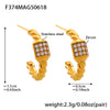Wholesale Geometric Stainless Steel Electroplated Ferris Wheel Twist Cshaped Zircon Earrings For Women