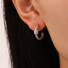 Wholesale Geometric Stainless Steel Electroplated Ferris Wheel Twist Cshaped Zircon Earrings For Women