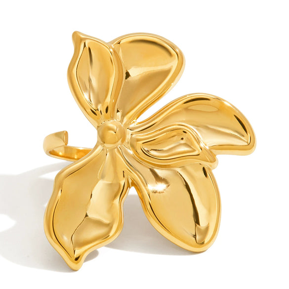 Wholesale Geometric Stainless Steel Electroplated Flower Ring Jewelry For Women