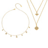Wholesale Geometric Stainless Steel Electroplated Four Leaf Flower Pendant Layered Clavicle Chain Necklace Set For Women Unisex Adults Couples And Best Friends