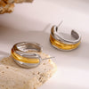 Wholesale Geometric Stainless Steel Electroplated Gold And Silver Color Matching Concave And Convex Earrings For Women Trend Jewelry