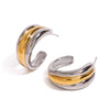 Wholesale Geometric Stainless Steel Electroplated Gold And Silver Color Matching Concave And Convex Earrings For Women Trend Jewelry
