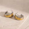 Wholesale Geometric Stainless Steel Electroplated Gold And Silver Color Matching Concave And Convex Earrings For Women Trend Jewelry
